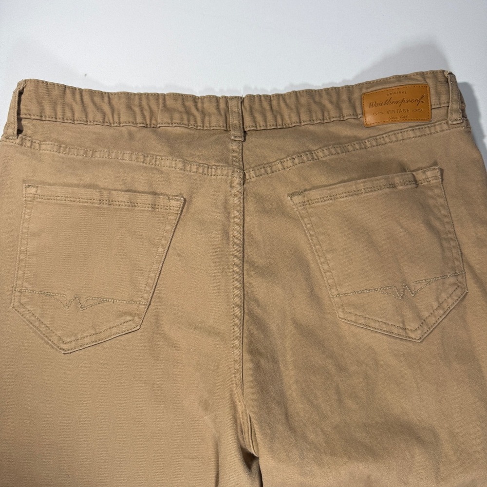 Weatherproof Vintage Mens Slim Fit Tan Khaki Pants 36x32 Stretch 5-Pocket Chinos - Picture 5 of 12